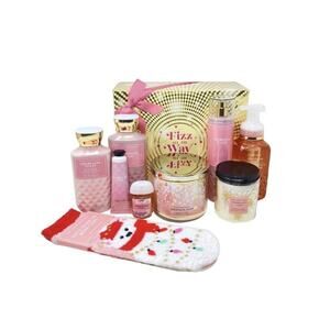 CHAMPAGNE TOAST GIFT BOX SHOWER GEL BODY HAND CREAM SOAP CANDLE SANITIZER SOCKS